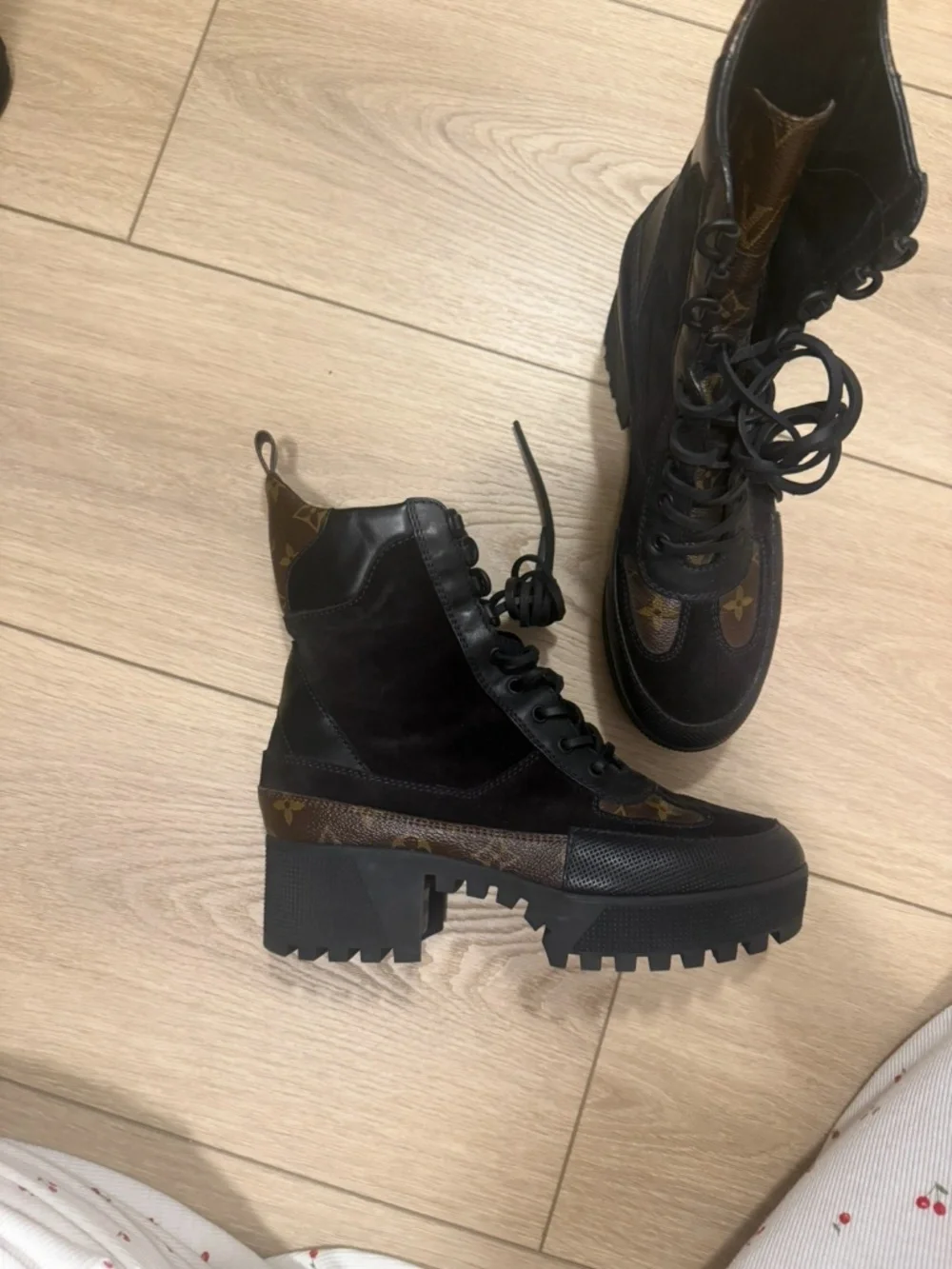LV Monogram Suede Combat Boots - Picture 4 of 8